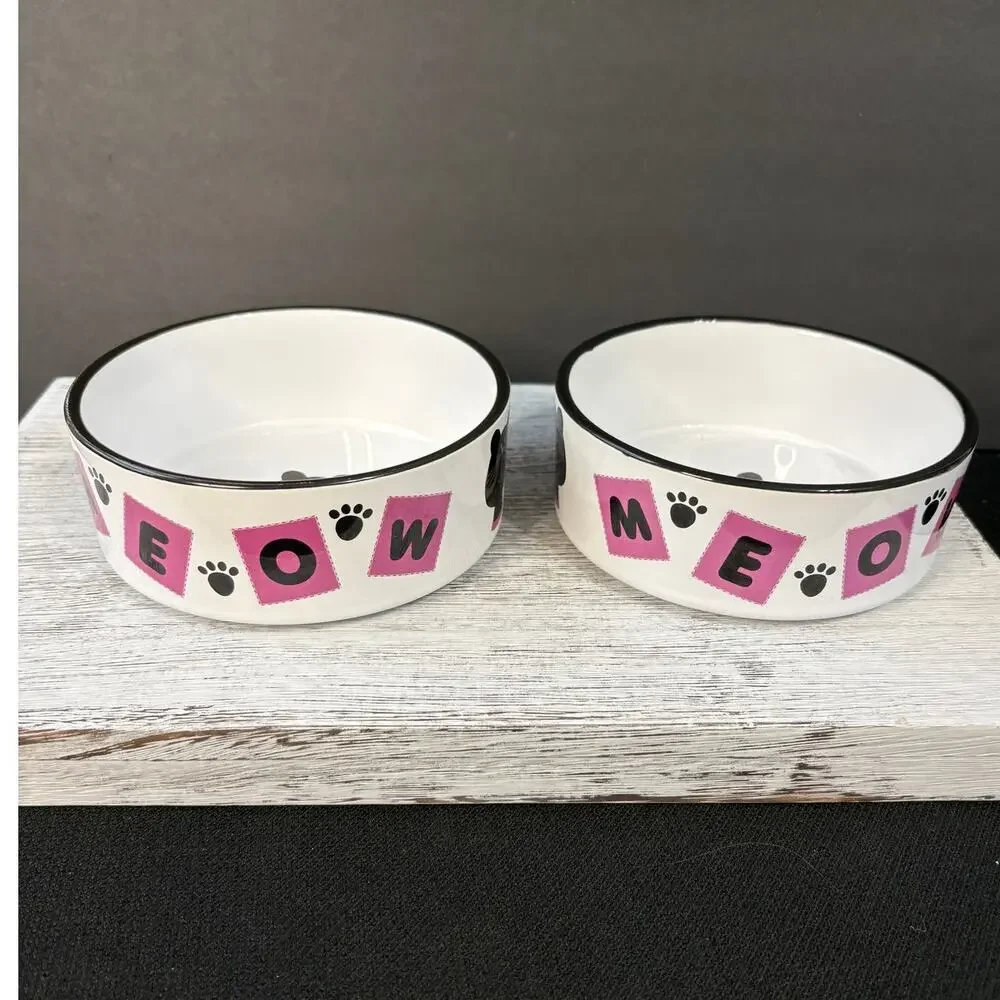 Whisker City Cat Bowl Set NWOT